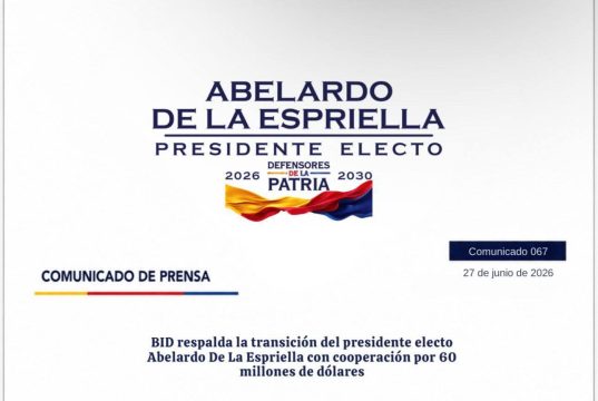 BID anuncia respaldo a la transición del gobierno de Abelardo de la Espriella con US$60 millones