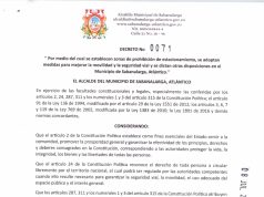Alcaldía de Sabanalarga prohíbe el parqueo en 5 tramos del centro con el Decreto 0071