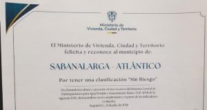 Sabanalarga alcanza la máxima calificación nacional en el manejo de recursos para agua potable