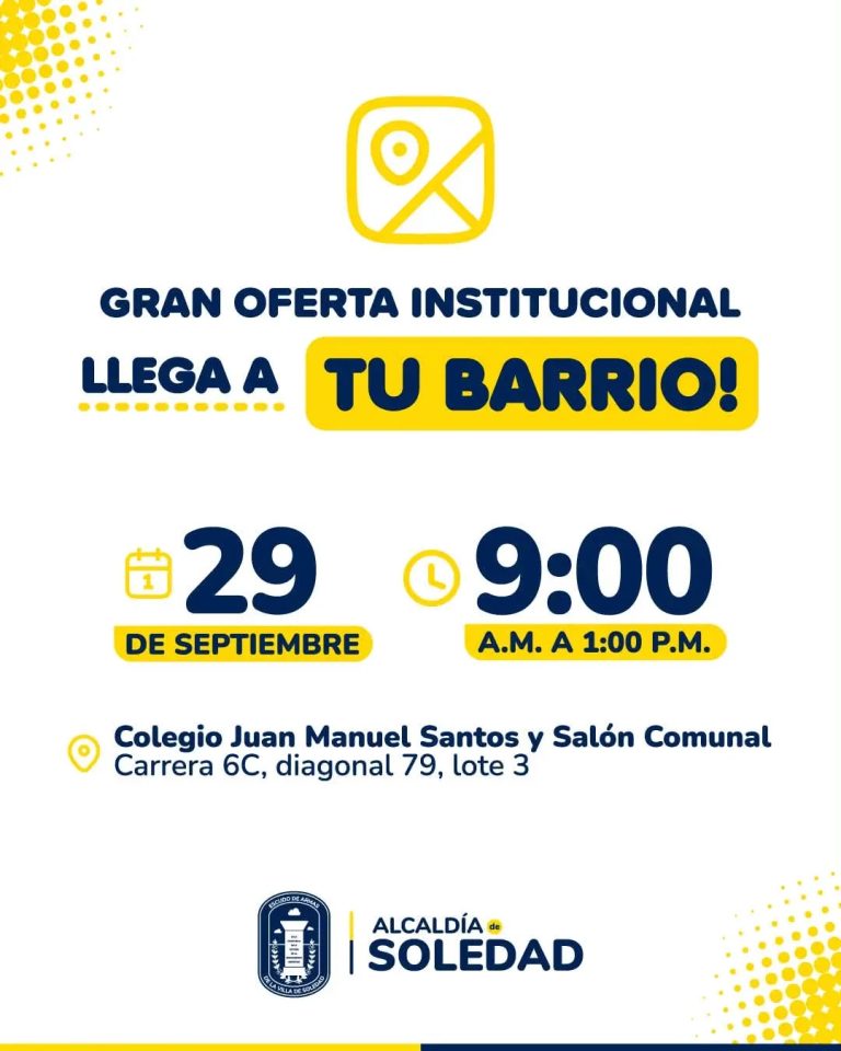 Gran jornada institucional llegará al barrio Nueva Esperanza con servicios gratuitos para las familias soledeñas